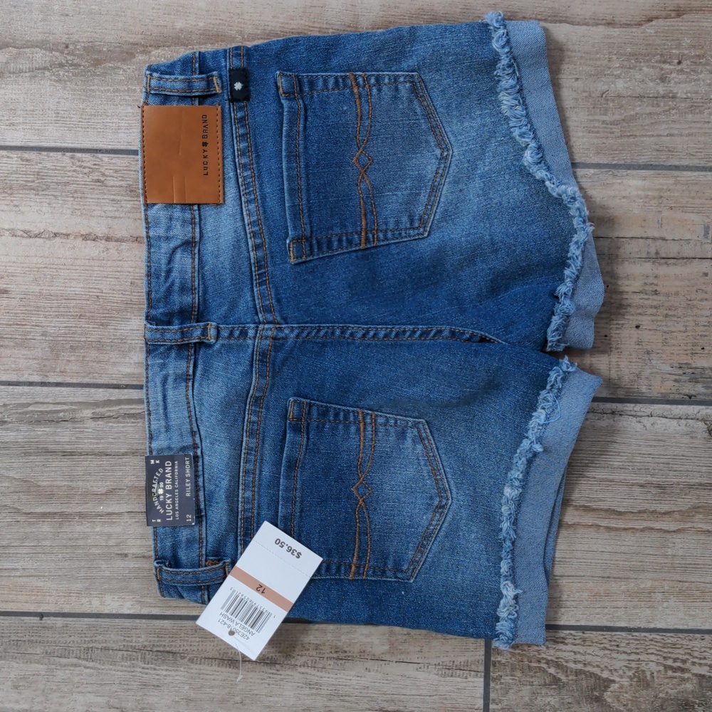 Girls' NWT Lucky Brand Denim Riley Shorts Cuffed with Adjustable Waist - Picture 4 of 7